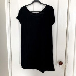 Black T-shirt dress with crisscross back